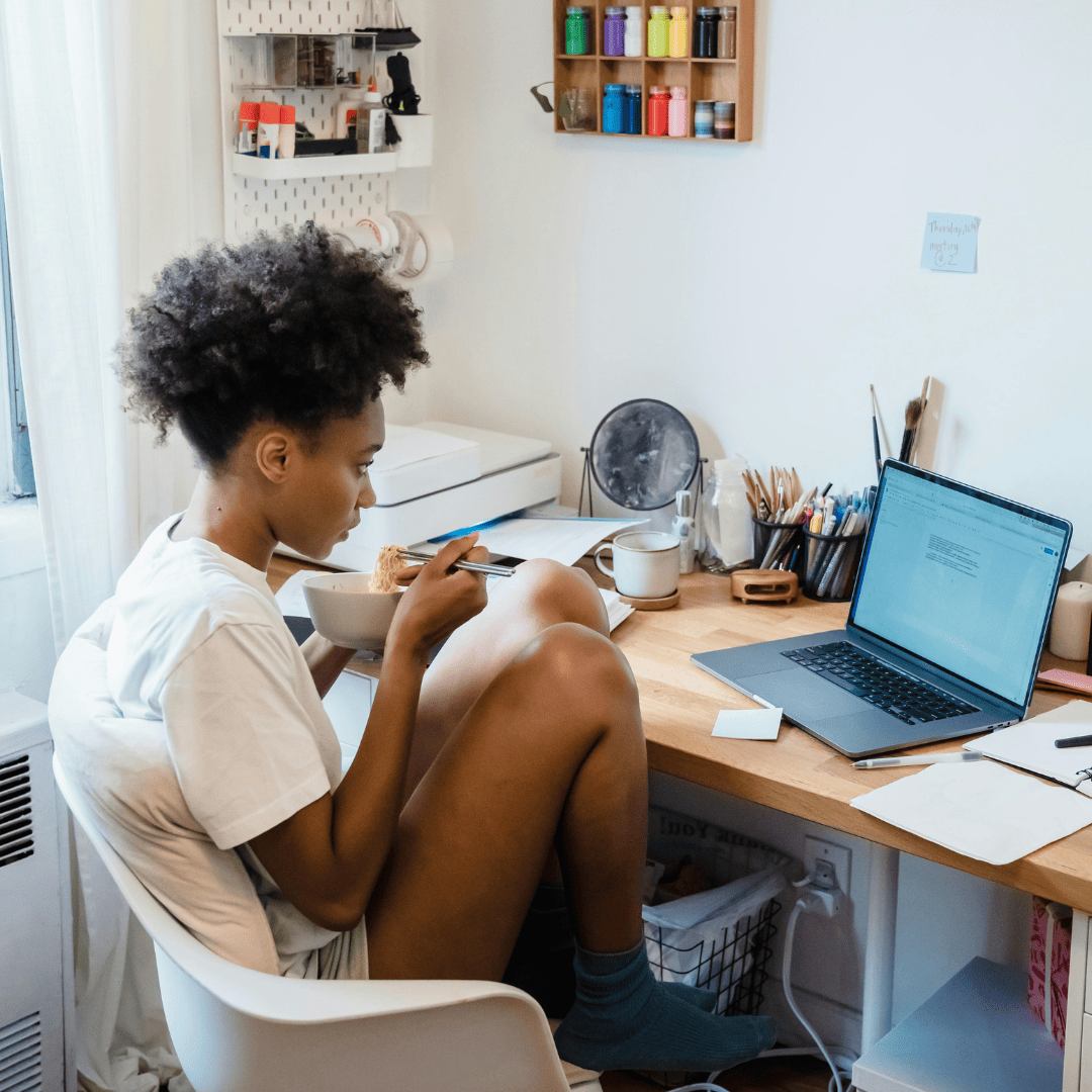 a student sitting at a desk